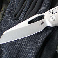 Marfione Select- M.S.I. Ram-Lok Folder- Smooth Stonewash Finished Titanium Handle- Stonewash Plain Edge Blade 210-10 MS1