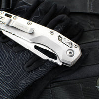 Marfione Select- M.S.I. Ram-Lok Folder- Smooth Stonewash Finished Titanium Handle- Stonewash Plain Edge Blade 210-10 MS1