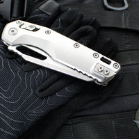 Marfione Select- M.S.I. Ram-Lok Folder- Smooth Stonewash Finished Titanium Handle- Stonewash Plain Edge Blade 210-10 MS1