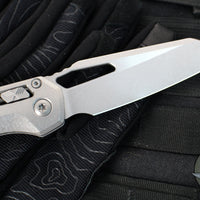Marfione Select- M.S.I. Ram-Lok Folder- Smooth Stonewash Finished Titanium Handle- Stonewash Plain Edge Blade- Blue Backspacer 210-10 MS2