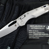 Marfione Select- M.S.I. Ram-Lok Folder- Smooth Stonewash Finished Titanium Handle- Stonewash Plain Edge Blade- Purple Backspacer 210-10 MS3