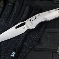 Marfione Select- M.S.I. Ram-Lok Folder- Smooth Stonewash Finished Titanium Handle- Stonewash Plain Edge Blade- Purple Backspacer 210-10 MS3