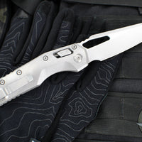 Marfione Select- M.S.I. Ram-Lok Folder- Smooth Stonewash Finished Titanium Handle- Stonewash Plain Edge Blade- Purple Backspacer 210-10 MS3