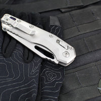 Marfione Select- M.S.I. Ram-Lok Folder- Smooth Stonewash Finished Titanium Handle- Stonewash Plain Edge Blade- Purple Backspacer 210-10 MS3