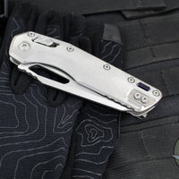 Marfione Select- M.S.I. Ram-Lok Folder- Smooth Stonewash Finished Titanium Handle- Stonewash Plain Edge Blade- Purple Backspacer 210-10 MS3