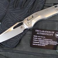 Marfione Select- M.S.I. Ram-Lok Folder- Smooth Stonewash Finished Titanium Handle- Stonewash Plain Edge Blade- Flamed Backspacer 210-10 MS4