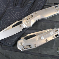 Marfione Select- M.S.I. Ram-Lok Folder- Smooth Stonewash Finished Titanium Handle- Stonewash Plain Edge Blade- Flamed Backspacer 210-10 MS4