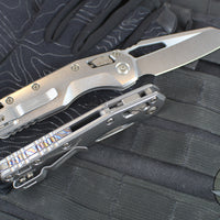 Marfione Select- M.S.I. Ram-Lok Folder- Smooth Stonewash Finished Titanium Handle- Stonewash Plain Edge Blade- Flamed Backspacer 210-10 MS4