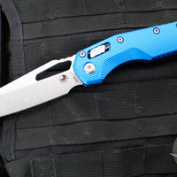 Microtech Knives- M.S.I. Ram-Lok Folder- Fluted Blue Aluminum Handle- Stonewash Plain Edge Blade 210-10 FLBL