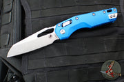Microtech Knives- M.S.I. Ram-Lok Folder- Fluted Blue Aluminum Handle- Stonewash Plain Edge Blade 210-10 FLBL