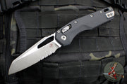 Microtech Knives- M.S.I. Ram-Lok Folder- Fluted Black G-10 Handle- Apocalyptic Part Serrated Edge Blade 210-11 APFLGTBK