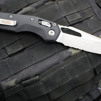 Microtech Knives- M.S.I. Ram-Lok Folder- Fluted Black G-10 Handle- Apocalyptic Part Serrated Edge Blade 210-11 APFLGTBK