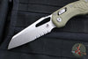 Microtech Knives- M.S.I. Ram-Lok Folder- "Lawnman" Series- Frag OD Green G-10 Handle- Stonewash Part Serrated Edge Blade 210-11 FRGTODLM