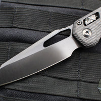 Microtech Knives- M.S.I. Ram-Lok Folder- Fluted Carbon Fiber Handle- Black DLC Finished Plain Edge Blade 210-1 DLCTFLCFS