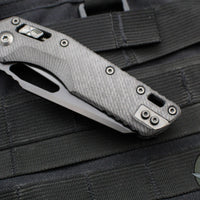 Microtech Knives- M.S.I. Ram-Lok Folder- Fluted Carbon Fiber Handle- Black DLC Finished Plain Edge Blade 210-1 DLCTFLCFS