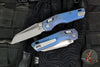 Microtech Knives- M.S.I. Ram-Lok Folder- MINI- Marfione Select- Fluted Antique Blue Finished Titanium Handle- Apocalyptic Plain Edge Blade 210M-10 APFLMS2