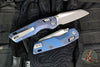 Microtech Knives- M.S.I. Ram-Lok Folder- MINI- Marfione Select- Fluted Antique Blue Finished Titanium Handle- Apocalyptic Plain Edge Blade 210M-10 APFLMS2
