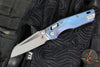 Microtech Knives- M.S.I. Ram-Lok Folder- MINI- Marfione Select- Smooth Antique Blue Finished Titanium Handle- Apocalyptic Plain Edge Blade 210M-10 APMS2