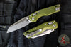 Microtech Knives- M.S.I. Ram-Lok Folder- MINI- Fluted Pattern OD Green Finished Aluminum Handle- Stonewash Plain Edge Blade 210M-10 FLOD