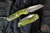 Microtech Knives- M.S.I. Ram-Lok Folder- MINI- Fluted Pattern OD Green Finished Aluminum Handle- Stonewash Plain Edge Blade 210M-10 FLOD