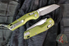 Microtech Knives- M.S.I. Ram-Lok Folder- MINI- Fluted Pattern OD Green Finished Aluminum Handle- Stonewash Plain Edge Blade 210M-10 FLOD