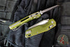 Microtech Knives- M.S.I. Ram-Lok Folder- MINI- Fluted Pattern OD Green Finished Aluminum Handle- Stonewash Plain Edge Blade 210M-10 FLOD