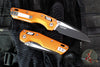 Microtech Knives- M.S.I. Ram-Lok Folder- MINI- Fluted Pattern Orange Finished Aluminum Handle- Black Plain Edge Blade 210M-1 FLOR