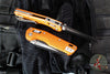 Microtech Knives- M.S.I. Ram-Lok Folder- MINI- Fluted Pattern Orange Finished Aluminum Handle- Black Plain Edge Blade 210M-1 FLOR