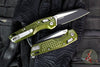 Microtech Knives- M.S.I. Ram-Lok Folder- MINI- Frag Pattern OD Green Finished Aluminum Handle- Two-Tone Black Plain Edge Blade 210M-1 FROD