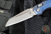 Microtech Knives- M.S.I. Ram-Lok Folder- MINI- Marfione Select- Smooth Antique Blue Finished Titanium Handle- Apocalyptic Full Serrated Edge Blade 210M-12 APMS2