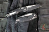 Microtech Knives- M.S.I. Ram-Lok Folder- MINI- Fluted Pattern Black Finished Aluminum Handle- Black Plain Edge Blade 210M-1 FL