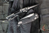 Microtech Knives- M.S.I. Ram-Lok Folder- MINI- Fluted Pattern Black Finished Aluminum Handle- Black Plain Edge Blade 210M-1 FL