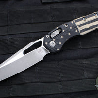 Microtech Knives- M.S.I. Ram-Lok Folder- Black Tri-Grip Injection Molded Handle- Flag Graphic- Apocalyptic Plain Edge Blade 210T-10 APPMFLAG