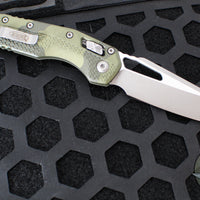 Microtech Knives- M.S.I. Ram-Lok Folder- Olive Camo Finished Tri-Grip Injection Molded Handle- Apocalyptic Plain Edge Blade 210T-10 APPMOC