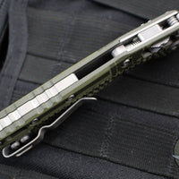 Microtech Knives- M.S.I. Ram-Lok Folder- OD Green Tri-Grip Injection Molded Handle- Flag Graphic- Apocalyptic Plain Edge Blade 210T-10 APPMODFLAG