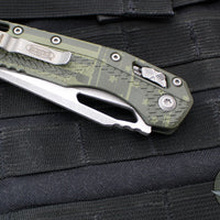 Microtech Knives- M.S.I. Ram-Lok Folder- OD Green Tri-Grip Injection Molded Handle- Flag Graphic- Apocalyptic Plain Edge Blade 210T-10 APPMODFLAG