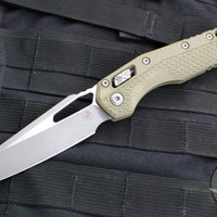 Microtech Knives- M.S.I. Ram-Lok Folder- OD Green Tri-Grip Injection Molded Handle- Apocalyptic Plain Edge Blade 210T-10 APPMOD