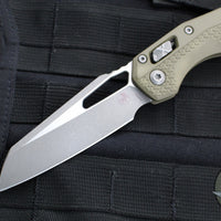 Microtech Knives- M.S.I. Ram-Lok Folder- OD Green Tri-Grip Injection Molded Handle- Apocalyptic Plain Edge Blade 210T-10 APPMOD