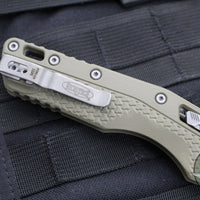 Microtech Knives- M.S.I. Ram-Lok Folder- OD Green Tri-Grip Injection Molded Handle- Apocalyptic Plain Edge Blade 210T-10 APPMOD