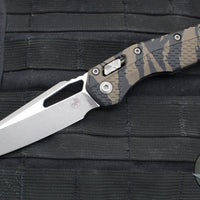 Microtech Knives- M.S.I. Ram-Lok Folder- Tiger Camo Finished Tri-Grip Injection Molded Handle- Apocalyptic Plain Edge Blade 210T-10 APPMTRC