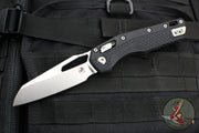 Microtech Knives- M.S.I. Ram-Lok Folder- Black Tri-Grip Injection Molded Handle- Stonewash Plain Edge Blade 210T-10 PMBK