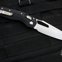 Microtech Knives- M.S.I. Ram-Lok Folder- Black Tri-Grip Injection Molded Handle- Stonewash Plain Edge Blade 210T-10 PMBK