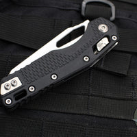 Microtech Knives- M.S.I. Ram-Lok Folder- Black Tri-Grip Injection Molded Handle- Stonewash Plain Edge Blade 210T-10 PMBK
