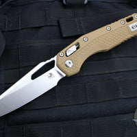 Microtech Knives- M.S.I. Ram-Lok Folder- FDE Tri-Grip Injection Molded Handle- Stonewash Plain Edge Blade 210T-10 IMDE