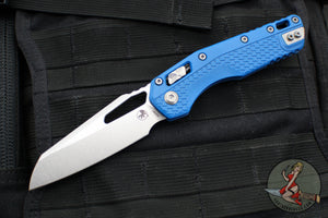 Microtech Knives- M.S.I. Ram-Lok Folder- Cerakote Blue Tri-Grip Polymer Handle- Stonewash Plain Edge Blade 210T-10 PCBL