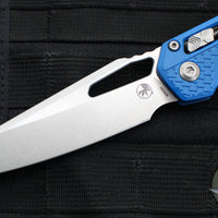 Microtech Knives- M.S.I. Ram-Lok Folder- Cerakote Blue Tri-Grip Polymer Handle- Stonewash Plain Edge Blade 210T-10 PCBL