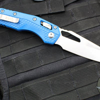 Microtech Knives- M.S.I. Ram-Lok Folder- Cerakote Blue Tri-Grip Polymer Handle- Stonewash Plain Edge Blade 210T-10 PCBL