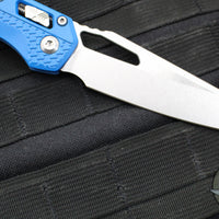 Microtech Knives- M.S.I. Ram-Lok Folder- Cerakote Blue Tri-Grip Polymer Handle- Stonewash Plain Edge Blade 210T-10 PCBL