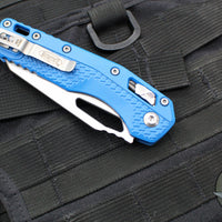 Microtech Knives- M.S.I. Ram-Lok Folder- Cerakote Blue Tri-Grip Polymer Handle- Stonewash Plain Edge Blade 210T-10 PCBL