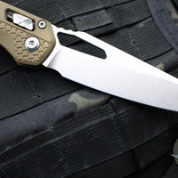 Microtech Knives- M.S.I. Ram-Lok Folder- Dark Earth Tri-Grip Injection Molded Handle- Stonewash Plain Edge Blade 210T-10 PMDE